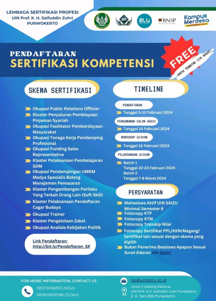 Informasi pendaftaran Uji Kompetensi bagi Mahasiswa